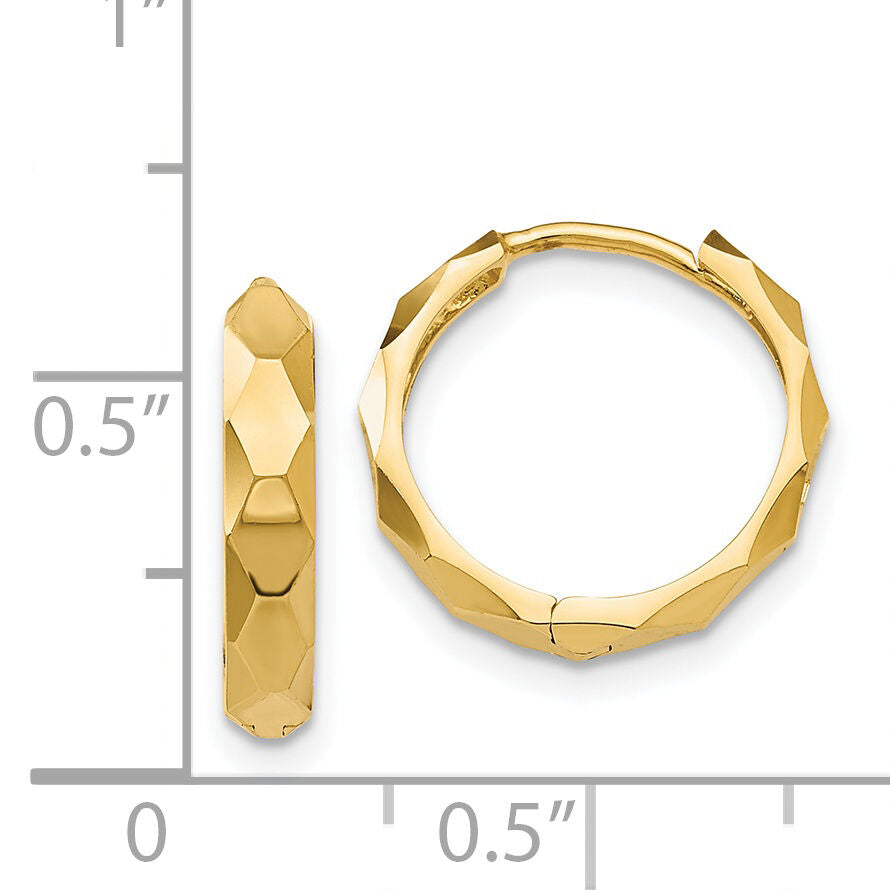 14k Diamond-cut Hoop Earrings-TL568