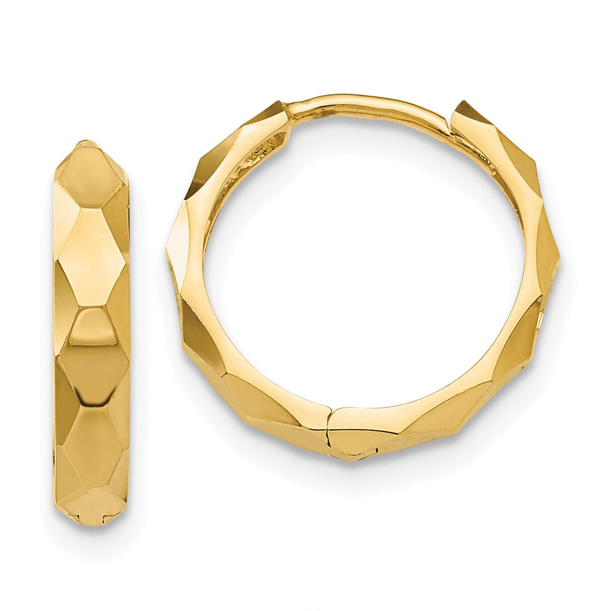 14k Diamond-cut Hoop Earrings-TL568