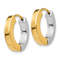 14k Two-tone Gold Polished Hollow Hinged Hoop Earrings-TL571