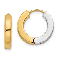 14k Two-tone Gold Polished Hollow Hinged Hoop Earrings-TL571