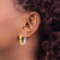 14k Two-tone Gold Polished Hollow Hinged Hoop Earrings-TL572
