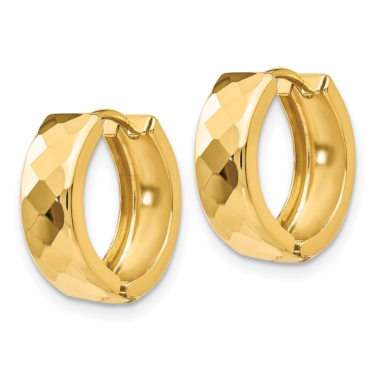 14k Textured Hinged Hoop Earrings-TL574