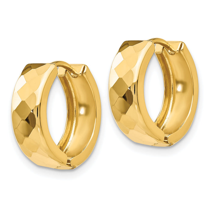 14k Textured Hinged Hoop Earrings-TL574