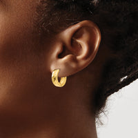14k Textured Hinged Hoop Earrings-TL574