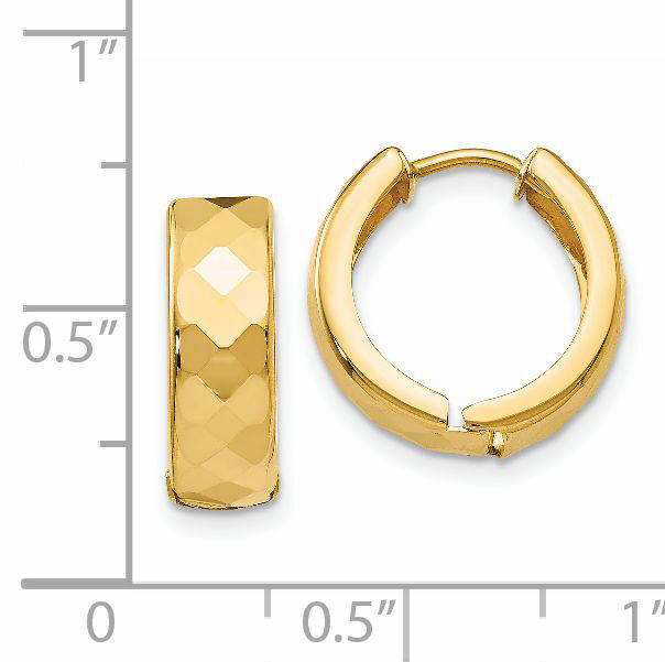 14k Textured Hinged Hoop Earrings-TL574