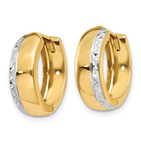 14k w/Rhodium Textured Hinged Hoop Earrings-TL580