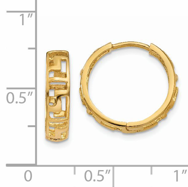 14k Greek Key Hinged Hoop Earrings-TL583