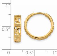 14k Greek Key Hinged Hoop Earrings-TL583