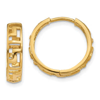 14k Greek Key Hinged Hoop Earrings-TL583