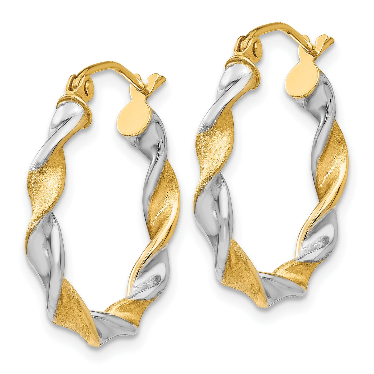 14K White Gold & Rhodium 2.0mm Twisted Hoop Earrings-TL595