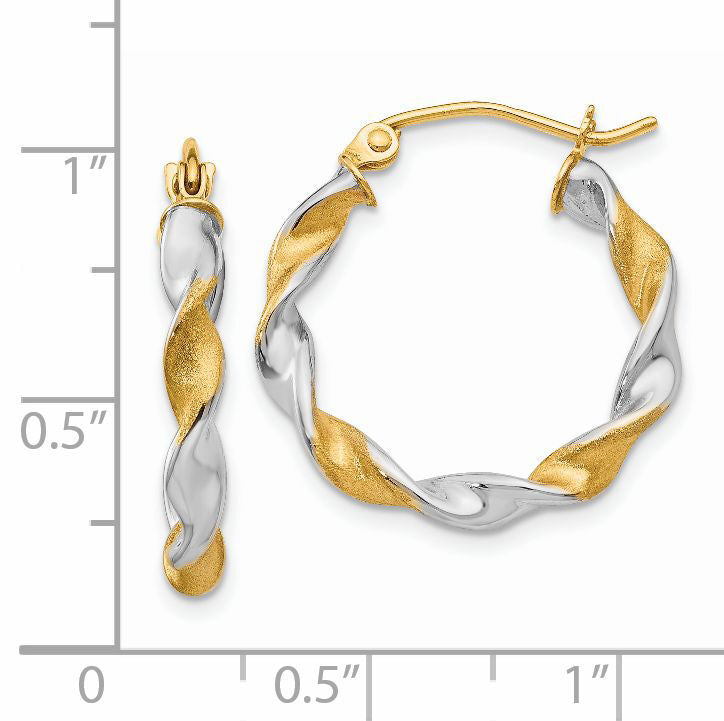14K White Gold & Rhodium 2.0mm Twisted Hoop Earrings-TL595