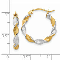 14K White Gold & Rhodium 2.0mm Twisted Hoop Earrings-TL595