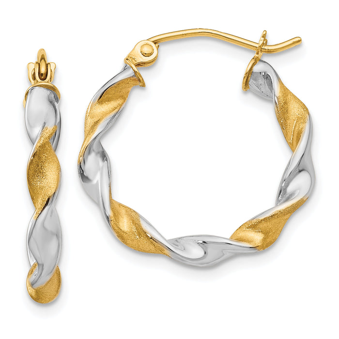 14K White Gold & Rhodium 2.0mm Twisted Hoop Earrings-TL595