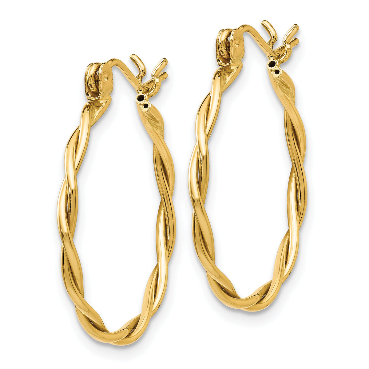 14k Polished Twisted Circle Hoop Earrings-TL596