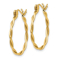 14k Polished Twisted Circle Hoop Earrings-TL596