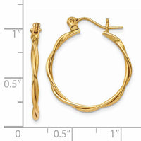 14k Polished Twisted Circle Hoop Earrings-TL596