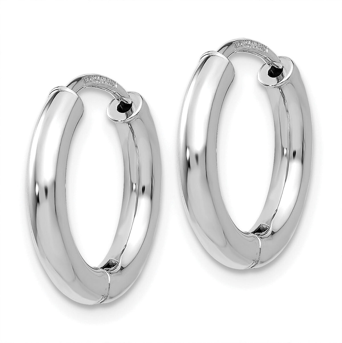 14K White Gold Polished Hollow Hinged Hoop Earrings-TL611