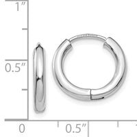 14K White Gold Polished Hollow Hinged Hoop Earrings-TL611