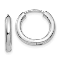 14K White Gold Polished Hollow Hinged Hoop Earrings-TL611