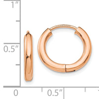 14K Rose Gold Polished Hollow Hinged Hoop Earrings-TL612