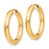14k Polished Hinged Hoop Earrings-TL616