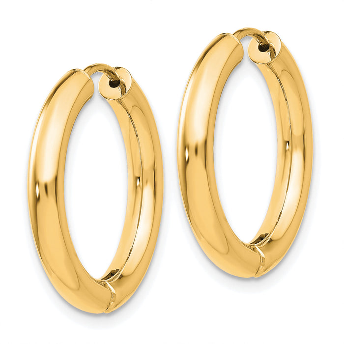 14k Polished Hinged Hoop Earrings-TL616