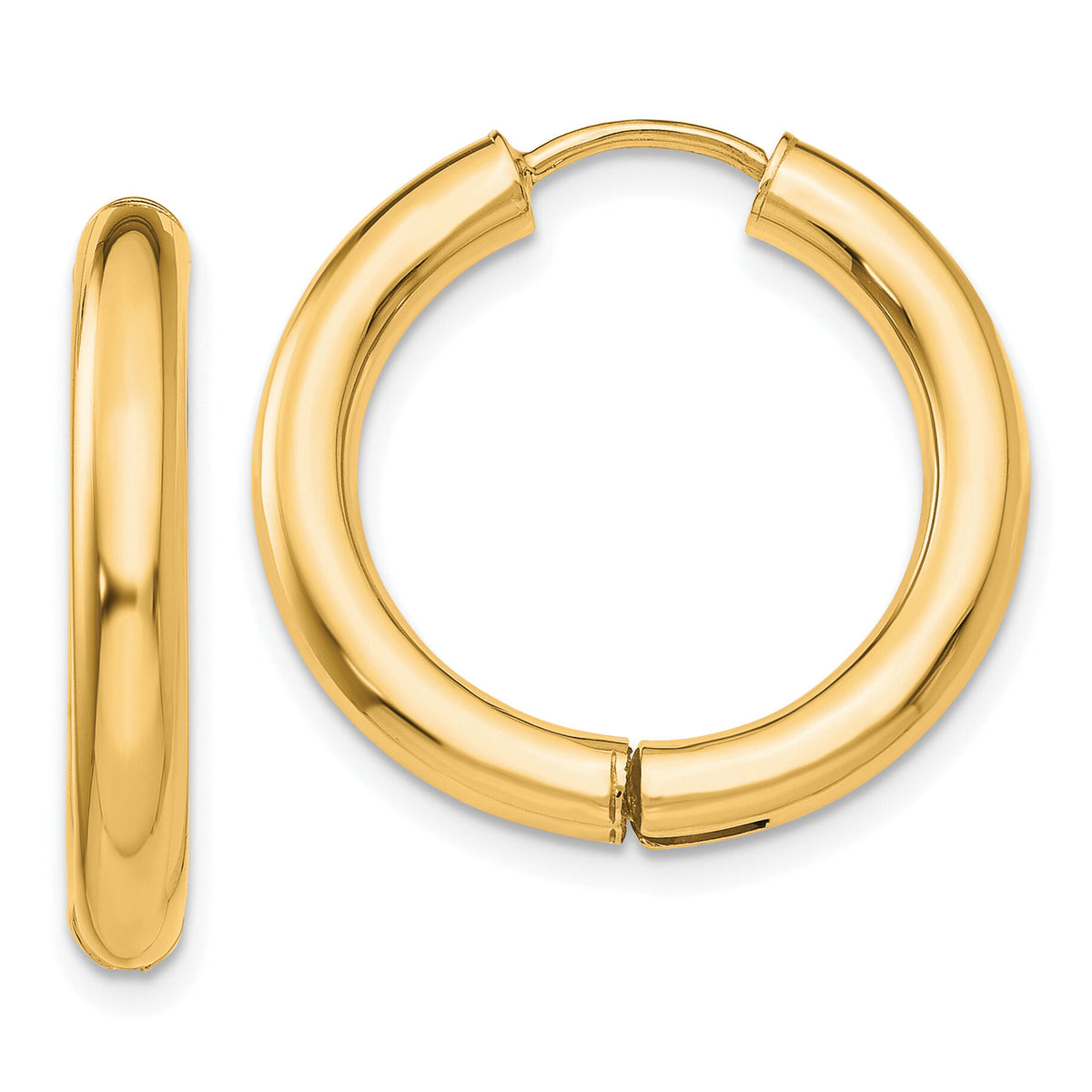 14k Polished Hinged Hoop Earrings-TL616
