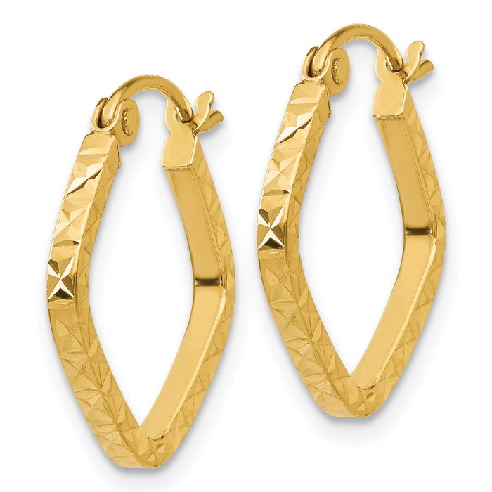 14K Diamond Cut Squared Hoop Earrings-TL650