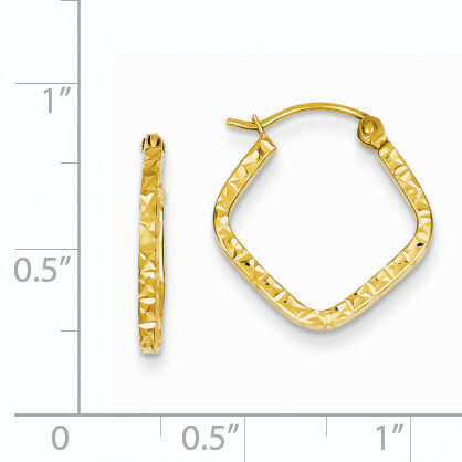 14K Diamond Cut Squared Hoop Earrings-TL650