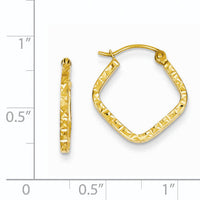 14K Diamond Cut Squared Hoop Earrings-TL650