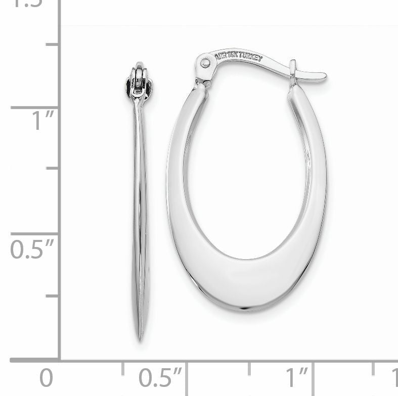 14k White Gold Polished Hoop Earrings-TL667