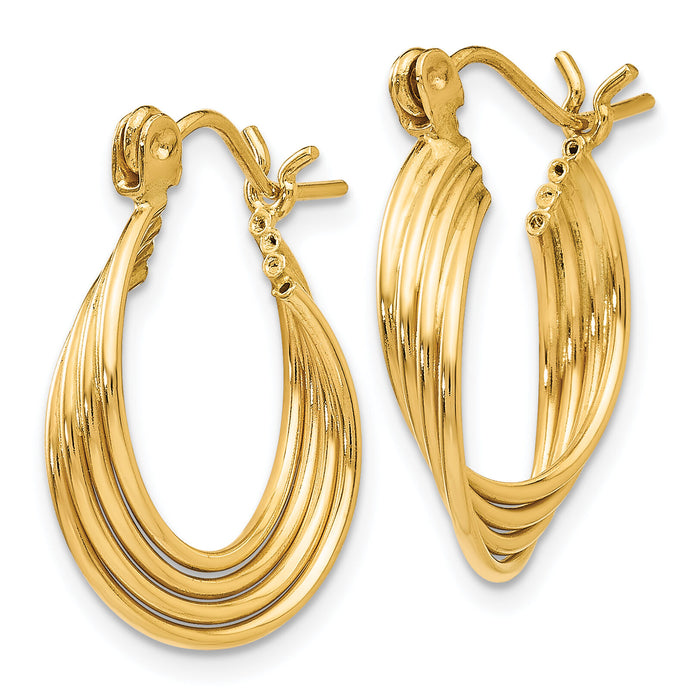 14k Polished Circles Hoop Earrings-TL680