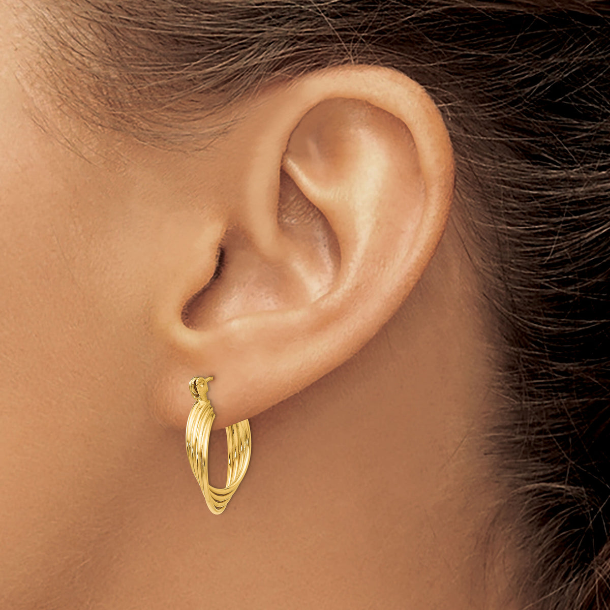 14k Polished Circles Hoop Earrings-TL680