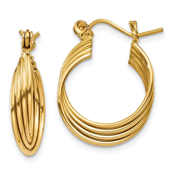 14k Polished Circles Hoop Earrings-TL680