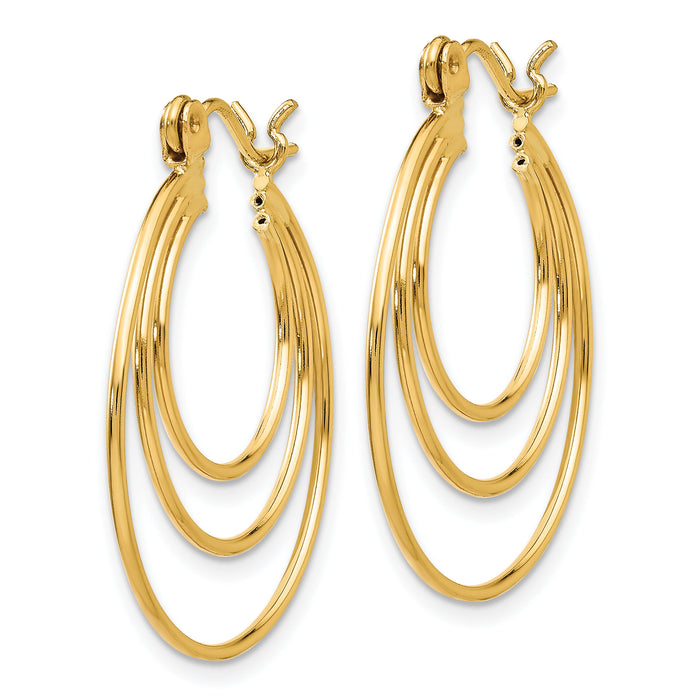 14k Polished Circles Hoop Earrings-TL687