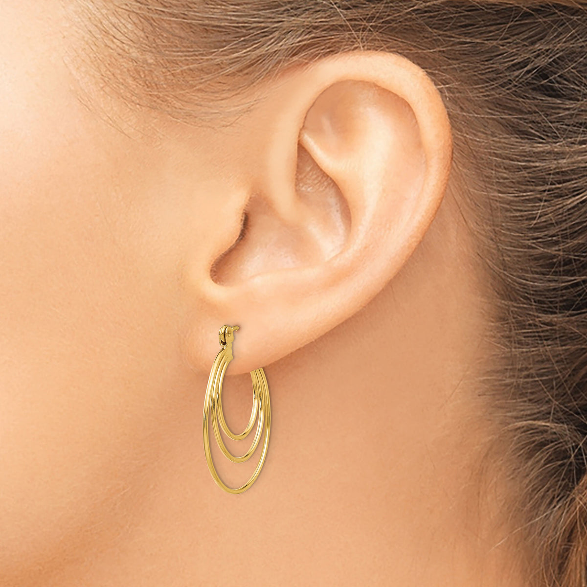 14k Polished Circles Hoop Earrings-TL687