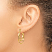 14k Polished Circles Hoop Earrings-TL687