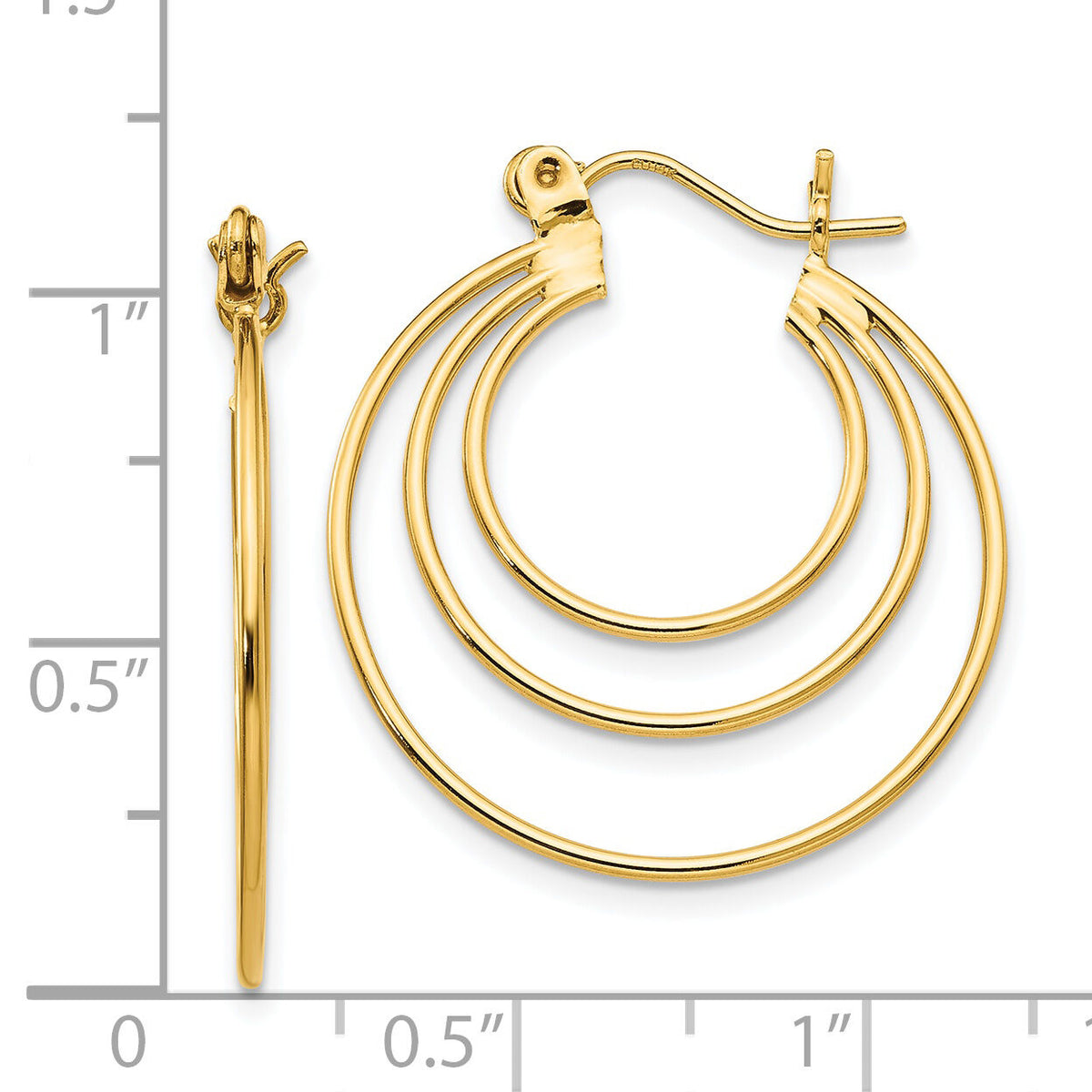14k Polished Circles Hoop Earrings-TL687