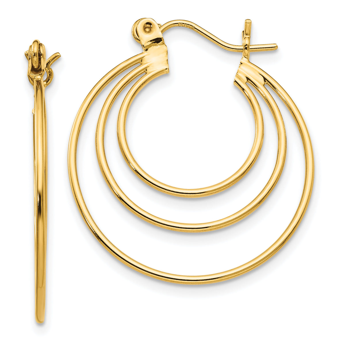 14k Polished Circles Hoop Earrings-TL687