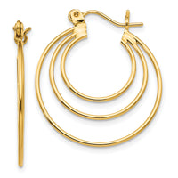 14k Polished Circles Hoop Earrings-TL687