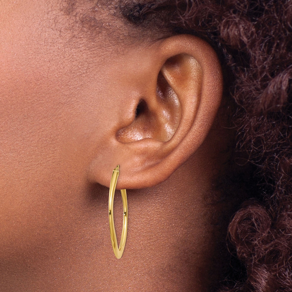 14k Tapered Square Hoop Earrings-TL689