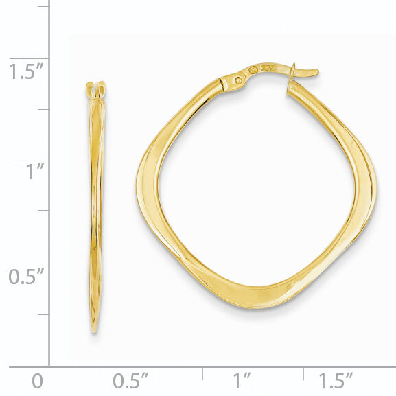 14k Tapered Square Hoop Earrings-TL689