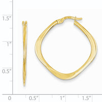 14k Tapered Square Hoop Earrings-TL689