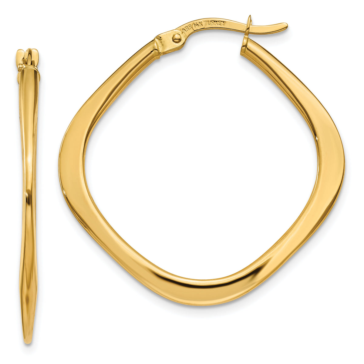 14k Tapered Square Hoop Earrings-TL689