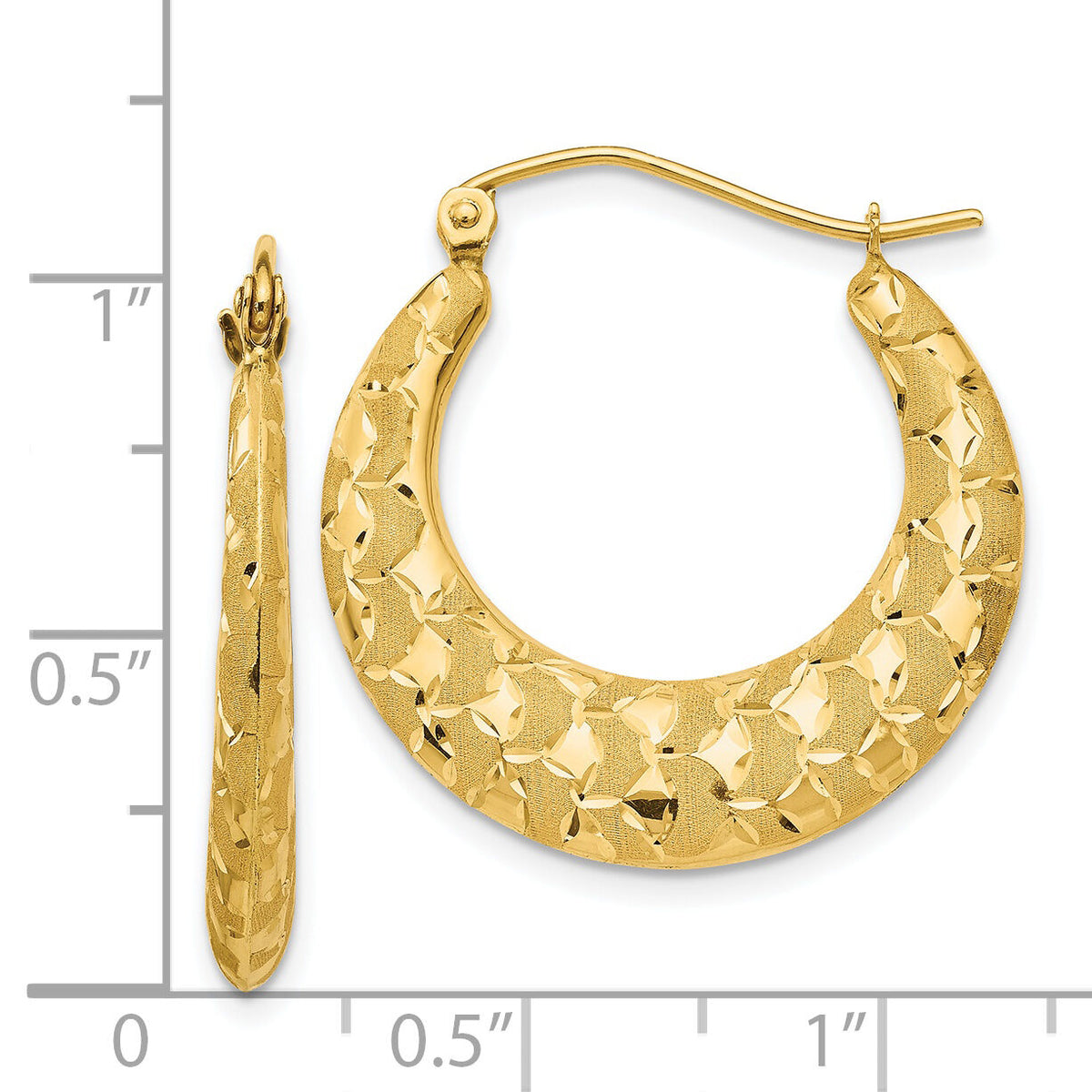 14K Laser Cut Patterned Hoop Earrings-TL696