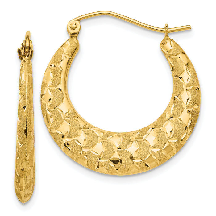 14K Laser Cut Patterned Hoop Earrings-TL696