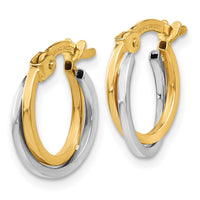 14k Two-tone Polished Hollow Hoop Earrings-TL697