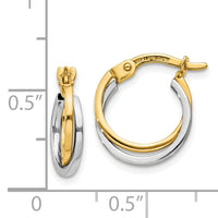 14k Two-tone Polished Hollow Hoop Earrings-TL697
