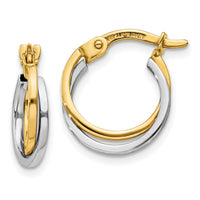 14k Two-tone Polished Hollow Hoop Earrings-TL697