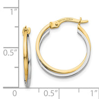 14k Two-tone Polished Hollow Hoop Earrings-TL701